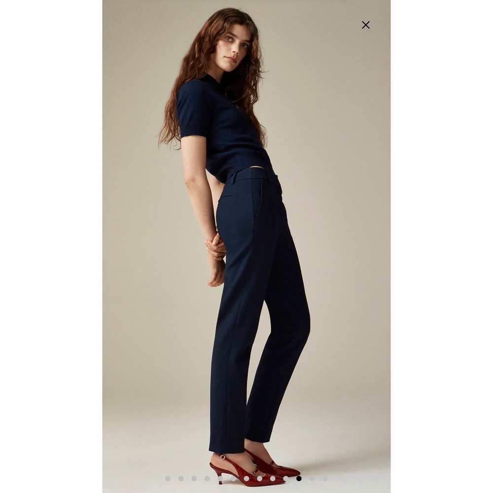J.Crew Cameron Slim Crop Pants Navy Blue Carreman Fabric Size 10 CC435